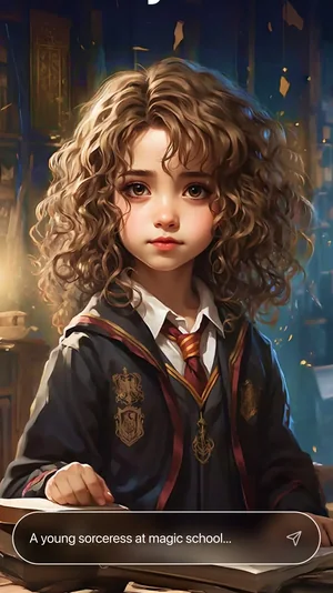 Portrait of a young sorceress generated from a written prompt