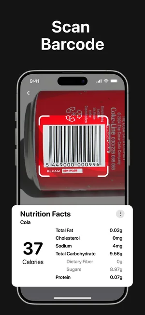 Barcode scan returning the nutrition facts for a drink