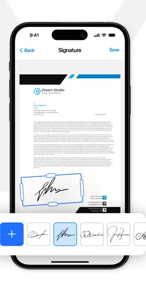 PDF Scanner app: adding an electronic signature to a document