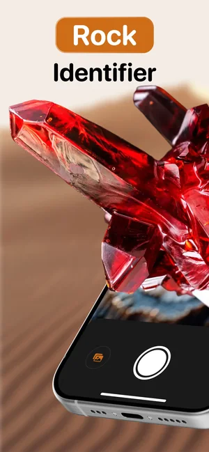 Rock Identifier app: scanning a red crystal with the iPhone camera