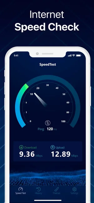 Internet speed check with the measurement dial mid-test