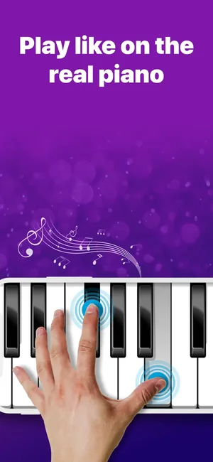 Two hands playing the on-screen piano keyboard
