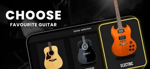 Guitar selection screen offering acoustic, bass and electric instruments
