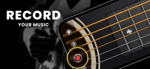 Recording a performance with the record button active over the fretboard