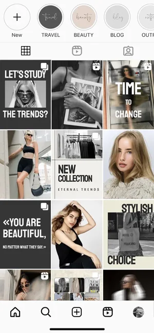 Profile grid preview arranging fashion photos into a planned feed layout