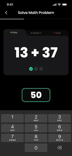 Maths puzzle 13 + 37 that must be solved to switch the alarm off
