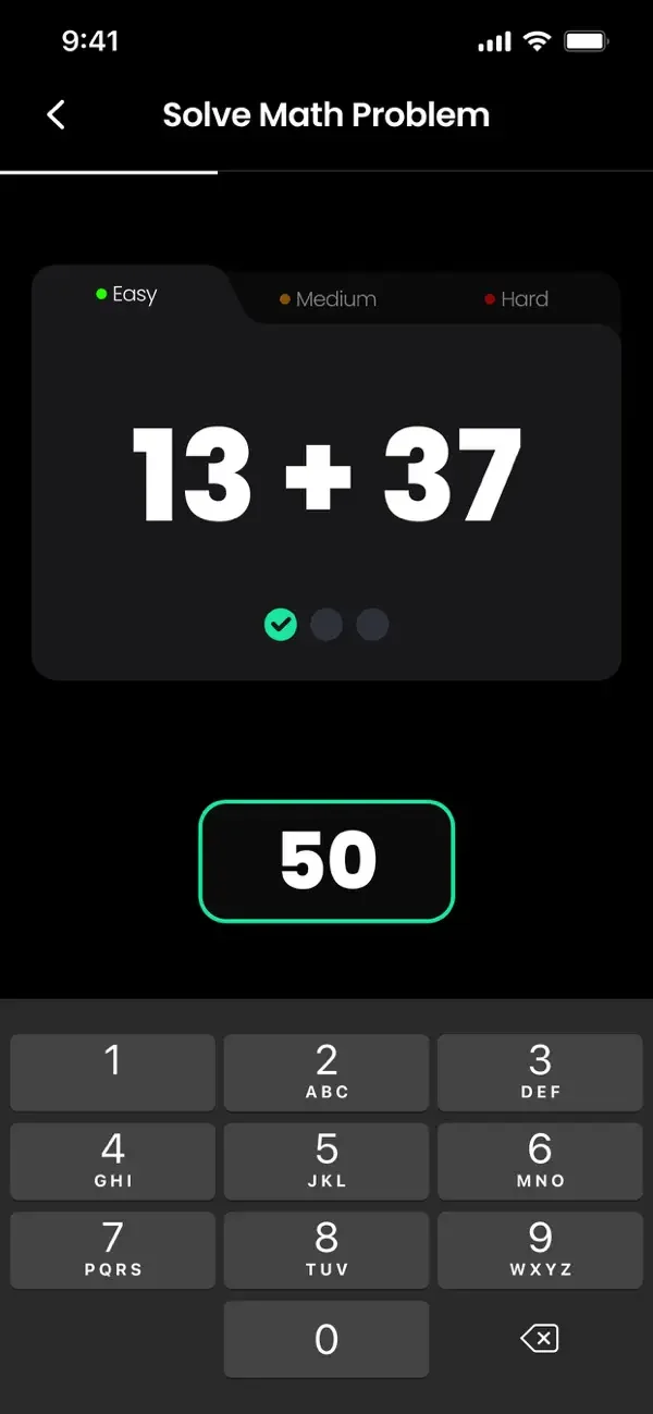 Maths puzzle 13 + 37 that must be solved to switch the alarm off