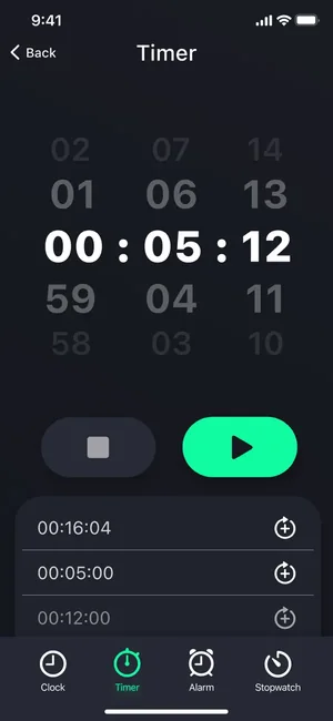 Several countdown timers running side by side with their remaining times