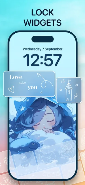 Widgets, Themes & Wallpapers app: lock-screen widgets with a large clock